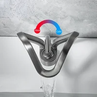 Faucet Bathroom Hollow Out Design Waterfall Basin Mixer Taps Cold and Hot Milk White Gold Basin Faucet Single Hole Torneira 4