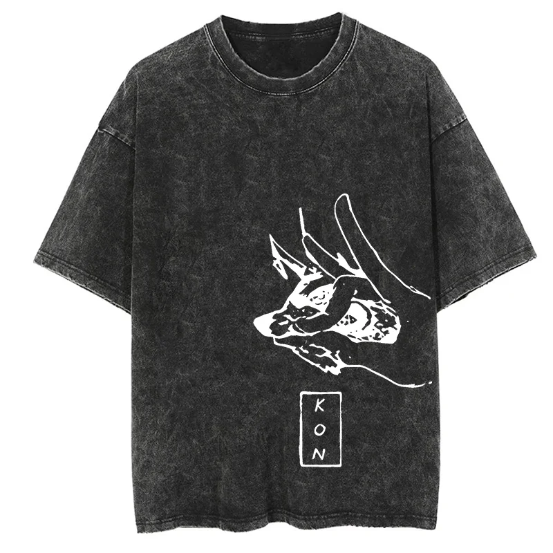 Vintage Acid Wash Cotton Oversized T-Shirt - Unisex Casual Summer Short Sleeve Top