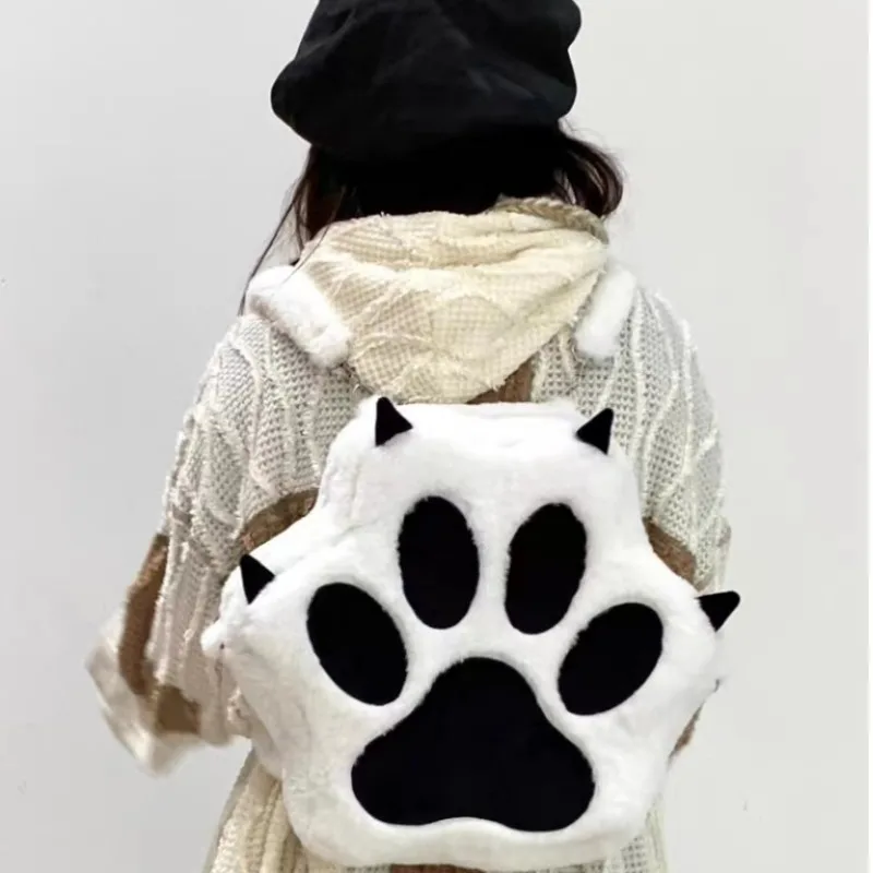 Cute Cat Claw Bag Backpack Large Capacity Women Plush