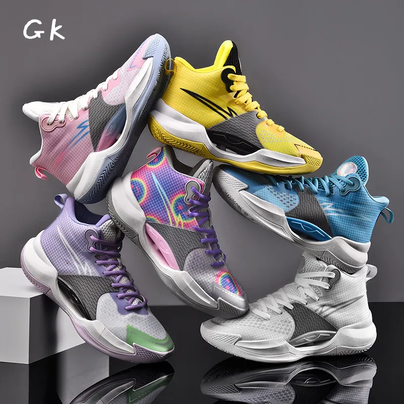 

Men Basketball Shoes Boys Kids Breathable High Top Running Non-Slip Sport Athletic Trainers Workout Fitness Sneakers