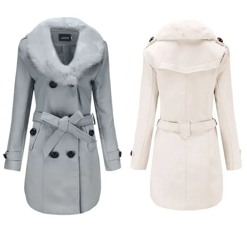 

Woolen coat women's long women's trench coat winter Korean version of large wool collar double-sided woolen coat women