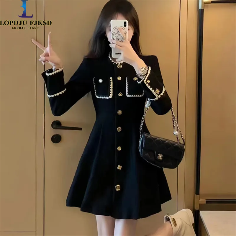 

Corduroy Dress for Women,Single Breasted Clothes,Peter Pan Collar ,High Quality, Autumn and Winter,New,2024