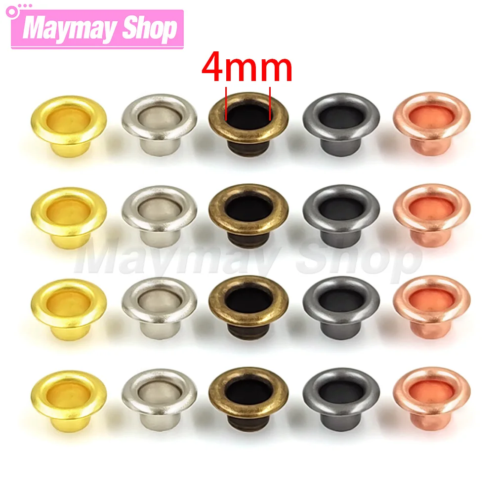 100 Sets 4mm Eyelet Grommet With Washer Metal Round Eye Rings For Repair Shoes Bag Clothing Belt Hat Leathercraft Accessories