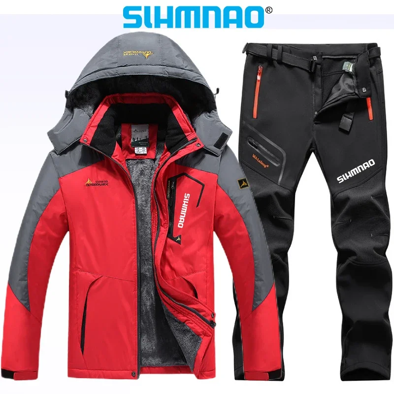 New Winter Fishing Suit Men's Fisherman Fishing Jacket Long Pants Thick, Warm, Waterproof, Windproof Snow Skiing Suit Set 2025