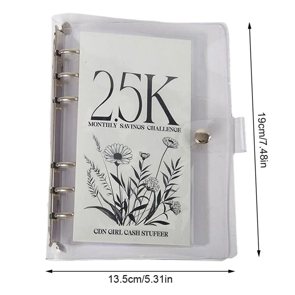 Carnet D'épargne Vertical Avec Pince à Billets - Pages En PVC - Format 19x13,5 Cm - Pour Défis économie (2,5K/5K/10K) - Multifonction