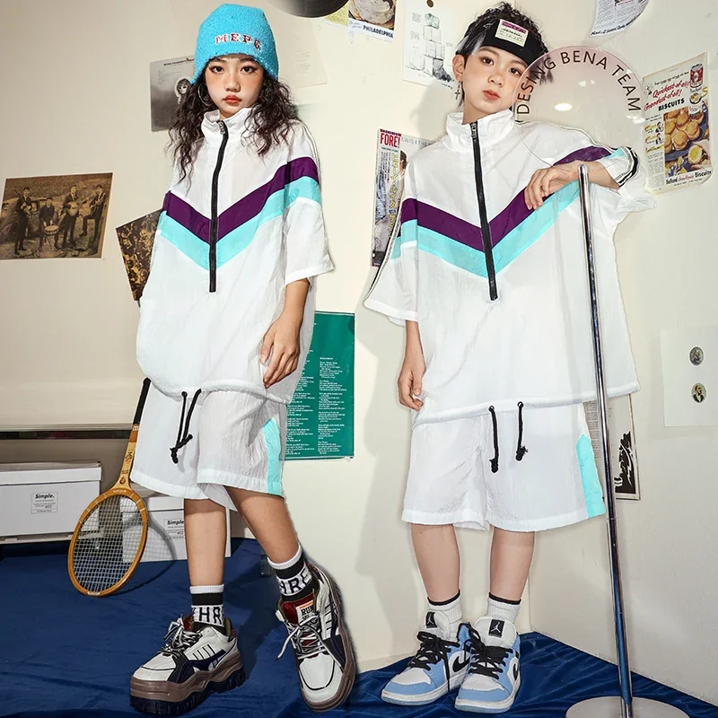 

Kids Street Outfits Hip Hop Clothing Oversized Shirt Casual Summer Shorts for Girls Boys Jazz Dance Costume Showing Clothes