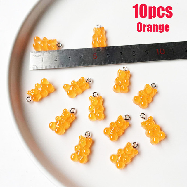 Colorful Gummy Bear Pendant Charms for Necklace Bracelet Diy Earrings Jewelry Bears Valentine's Day Gift 2.1*1.1cm