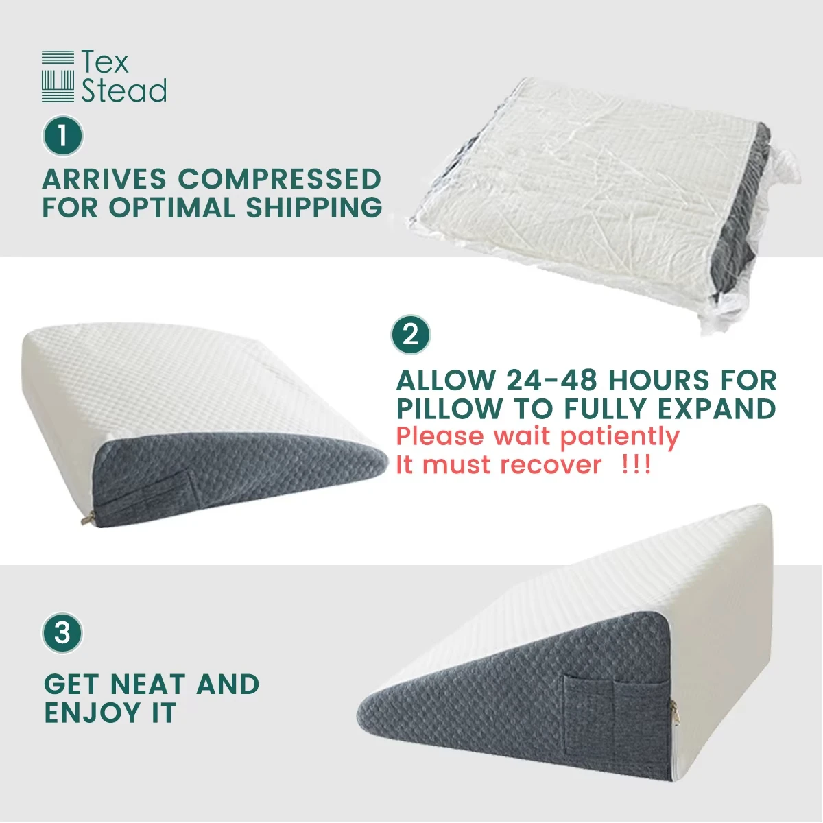 2-Pack Memory Foam Bed Wedge Pillow/Neck Pillow for Back, Legs and Knees - Triangular Pillow with Removable Cover 2
