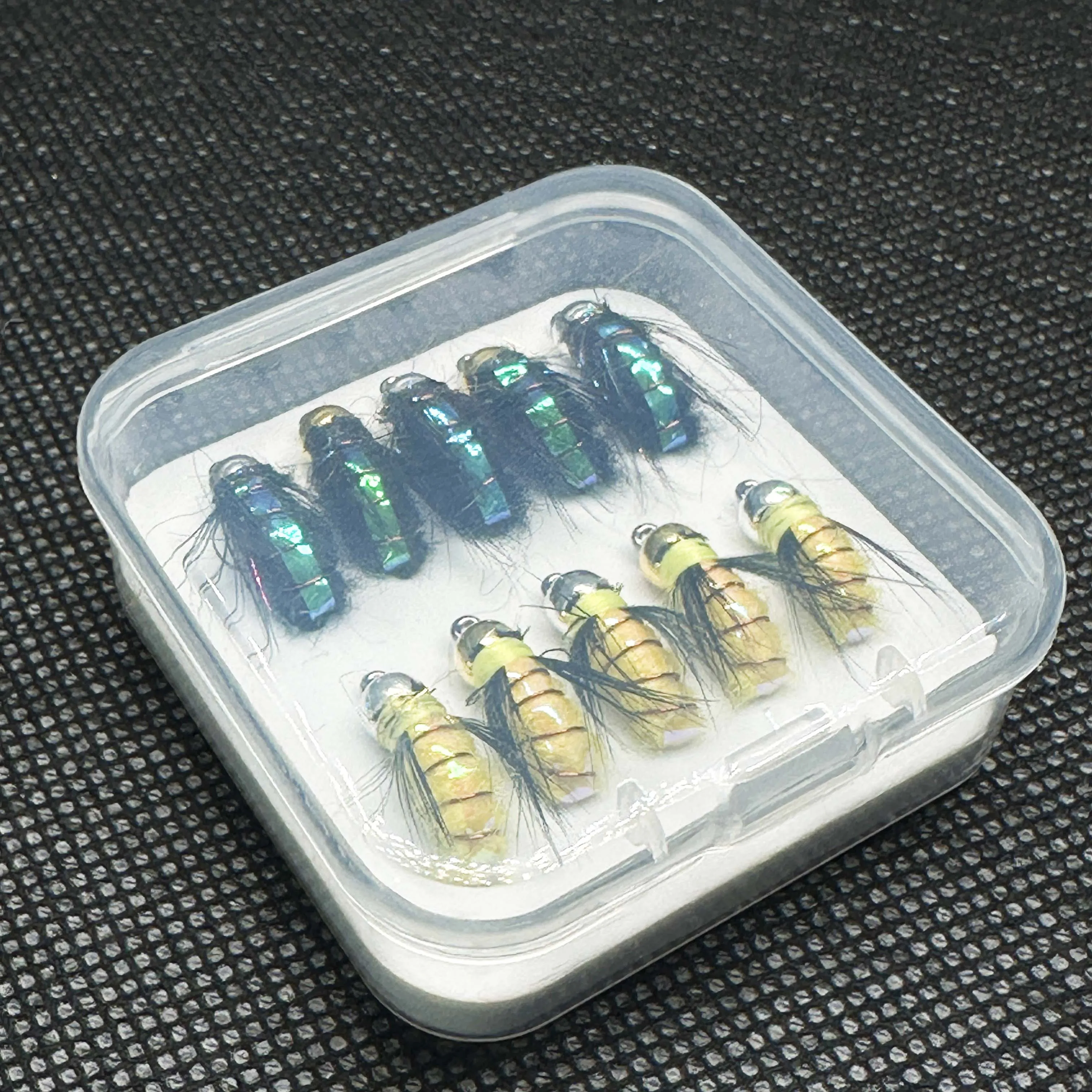 6/10 Stück Angelköder # 8helle Haut, Brasshead, Bucklige Fliegen, Nymphe, nasse Fliege, Insektenköder, Hecht, Forelle, Lachs, Barsch, Angelfiegen – Detail 6
