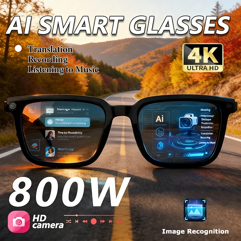 Occhiali Smart AI 4K con Traduzione AI, Fotocamera HD 8MP, Registrazione Conversazioni, Ascolto Musica - Novità 2026 - immagine 6