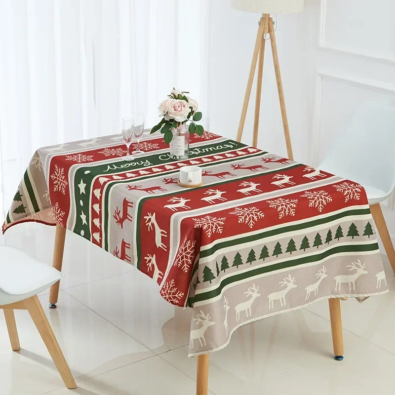 

100x140cm Tablecloth Linen Polyester New Year Party Banquet Chritmas Table Cloth For Home Decoration Dinner Table Cover Hot Sale