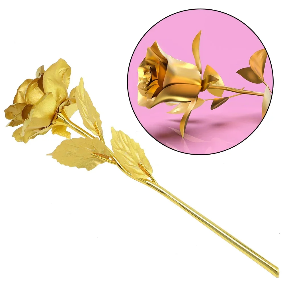 24K Gold Plated Eternal Rose - Elegant Faux Floral Decoration for Weddings, Valentine's Day, and Mother's Day Gifts
