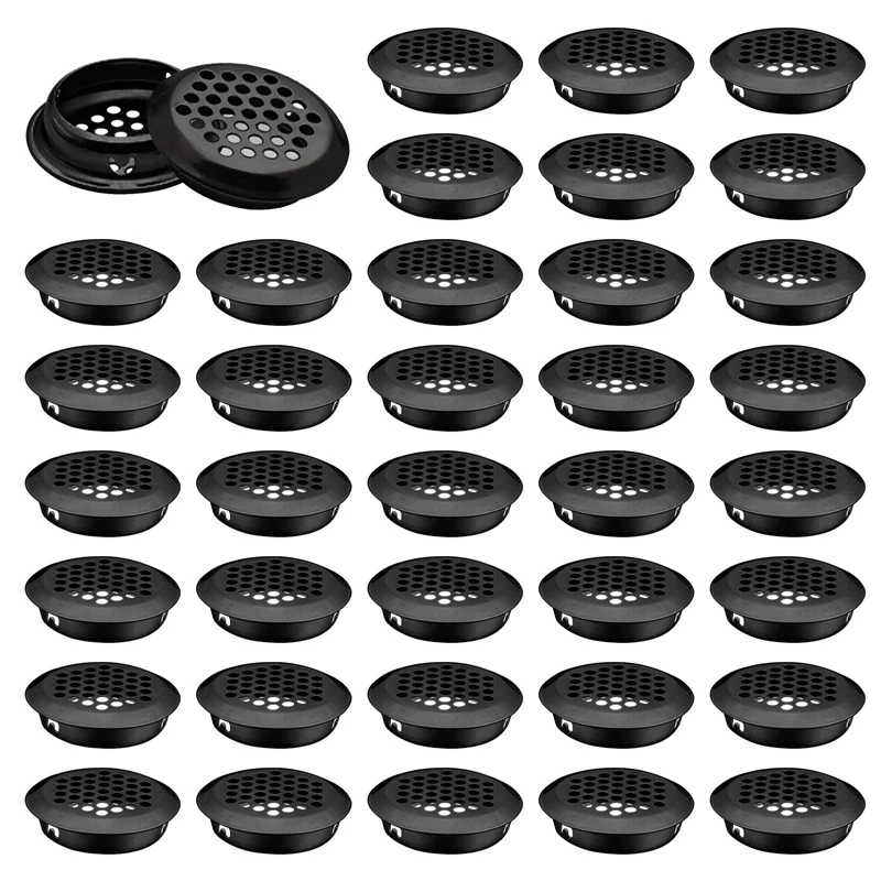 

AT35 Air Vent Louver, 50Pcs 35Mm Stainless Steel Round Mesh Hole Circular Soffit Vent For Wardrobe Drawer Bookcase Kitchen