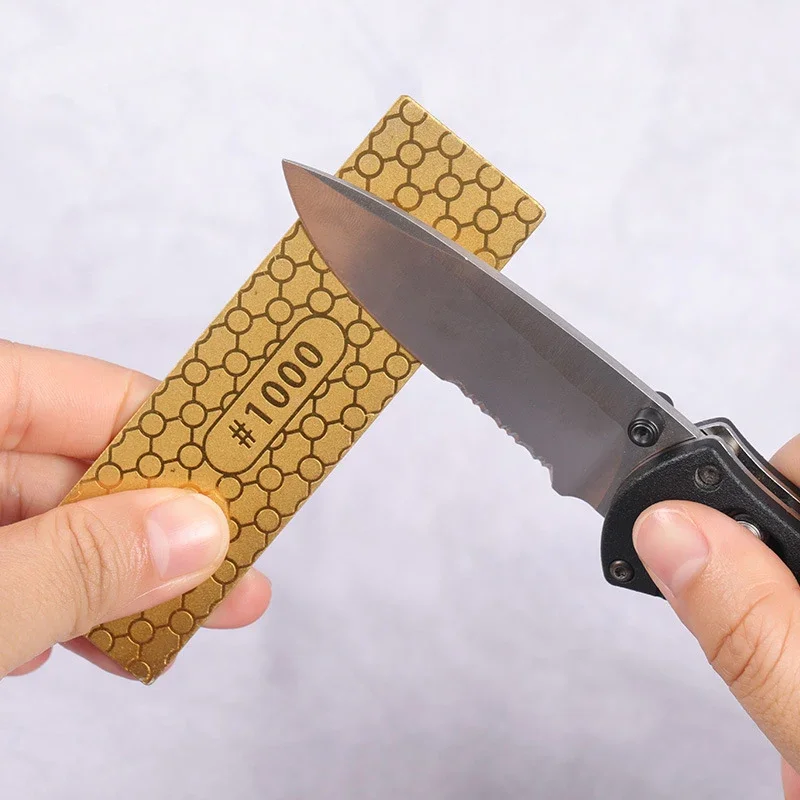 Diamond Double-sided Sharpener Stone Kitchen Outdoor Knife Sharpener Grinding Tools Honeycomb Titanium-plated Whetstone knife sharpener kitchen knife sharpener knife sharpening stone diamond sharpening stone