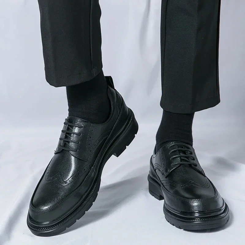 Gentleman Retro Business Leather Shoes Formal Dress Office Shoes Men's Wedding Black Brown British Style