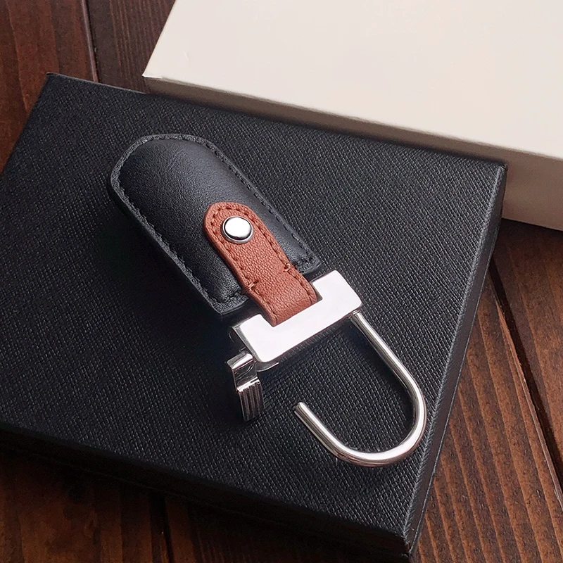 LJ2 Luxury MB Keychain Leather Stainless Steel Ring Classic Gift For Men