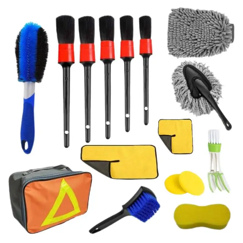 

22 Pcs Car Cleaning Kit With 5 Detailing Brushes Car Wash Kit Cleaning Supplies For Cleaning Wheels Dashboard Leather Air Vents
