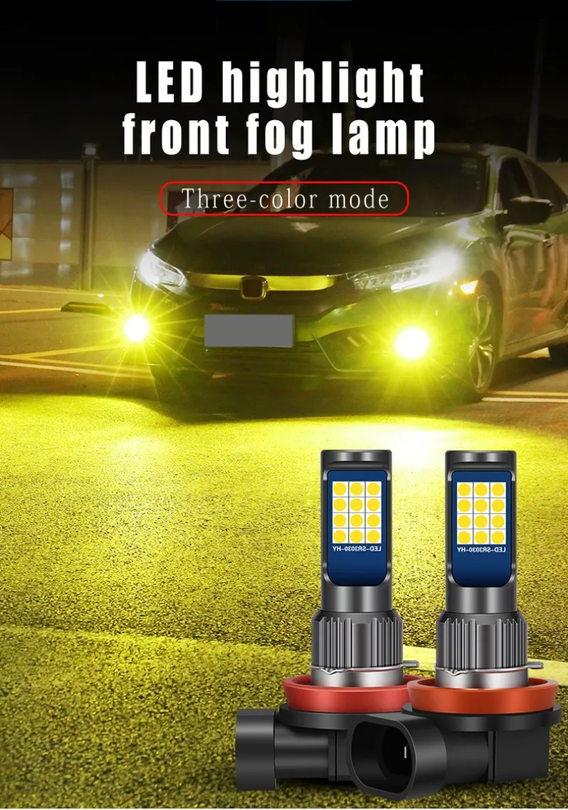 

Разноцветные H11 H8 9006 881 H27 H3 высококачественные 3030LED Автомобильные противотуманные фары с мигающим автомобильным противотуманным фонарем желтые белые