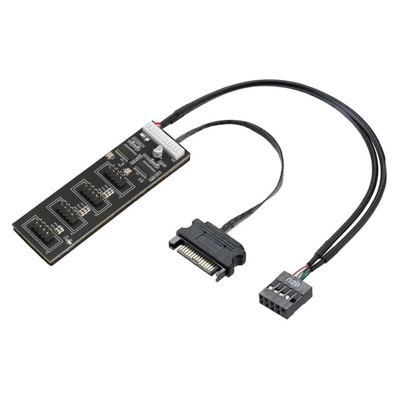 Usb Header Splitter com Cabo de Alimentação Sata 9pin Extensão Interna do Hub Usb Usb 2.0 Splitter Connector para Motherboard Durável