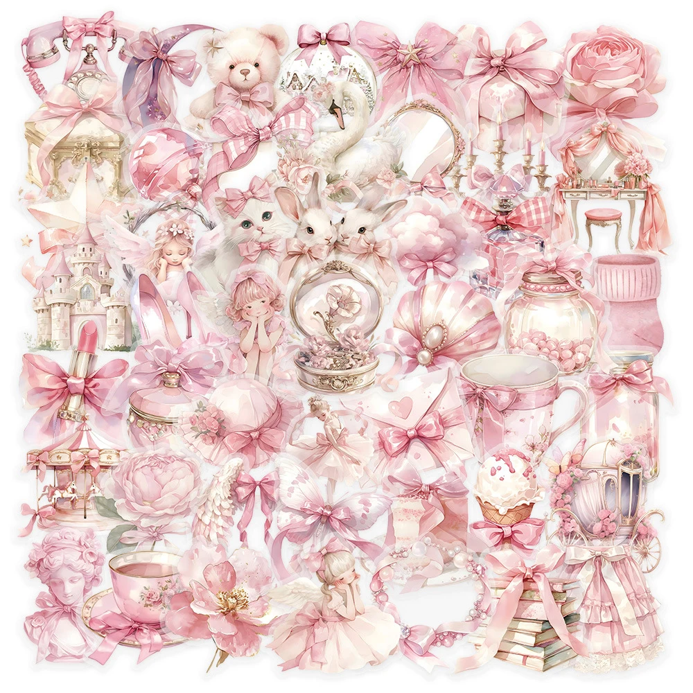 Cute Pink Cartoon Stickers Pack for Aesthetic DIY and Decoration