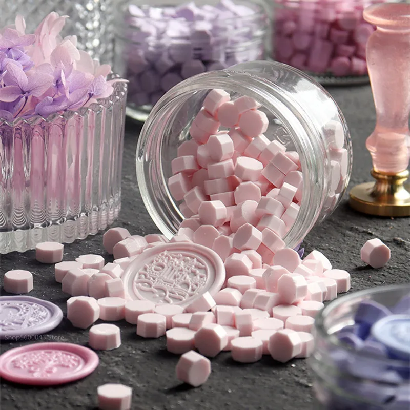 Mix Color Wax Beads 100pcs/Bag Macaron Color Octagon Seal Stamps Vintage Wax Seal for Envelope Wedding Invitations DIY Supplies
