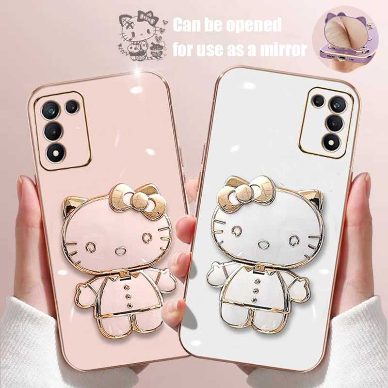Placcatura Custodia Per Telefono Hello Kitty Per Samsung Galaxy A53 A73 A13 A23 A33 A12 A22 A32 A52 A52S A04 A04S A14 5G Cover Per Specchio