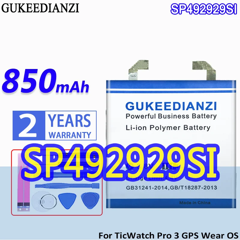 

High Capacity GUKEEDIANZI Battery SP492929SI 850mAh/900mAh For TicWatch Pro 3 GPS Wear OS Smartwatch