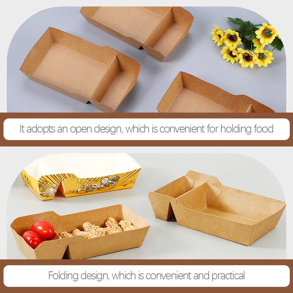 Kraft Food Containers Paper Take Out Snack Box Holder French Fries Serving Boxes Cardboard Trays