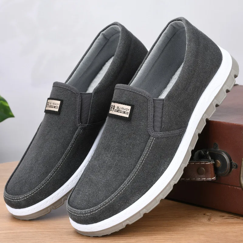 Retro Men Casual Shoes Slip on Canvas Loafers Comfortable Walking Flats for Man Non Slip Soft Moccasins Sneakers Driving Shoes 4
