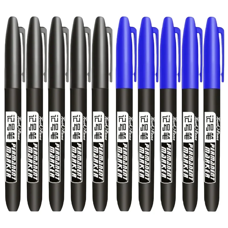 Multi-Pack Permanent Marker Set - Fine and Thick Nibs, Waterproof Ink - Black, Blue, Red