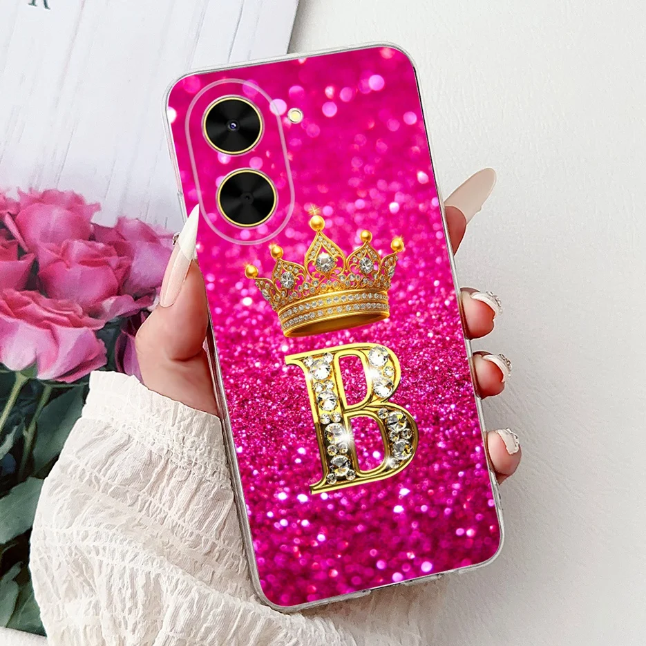 Crown Letters Soft Silicone Phone Case - Stylish Cover Shell