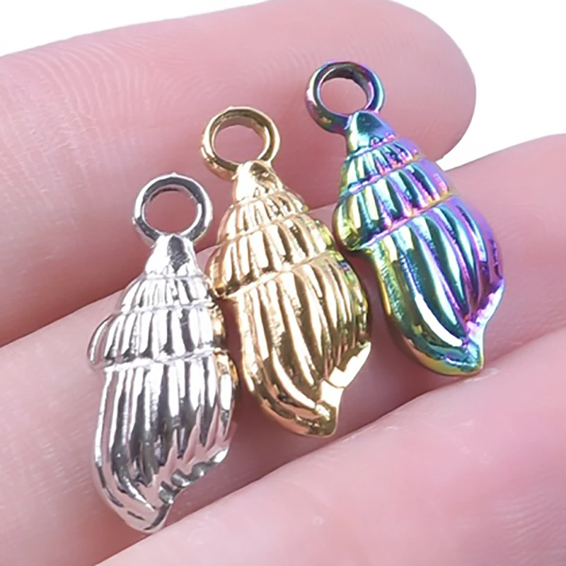 

WZNB 5Pcs Conch Shell Stainless Steel Charms Pendant for Jewelry Making Handmade Earring Necklace Supplies Diy Accessories