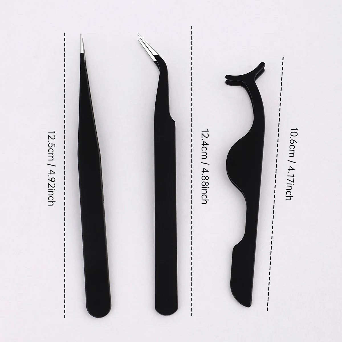3PCS multifunctional stainless steel eyelash tweezers