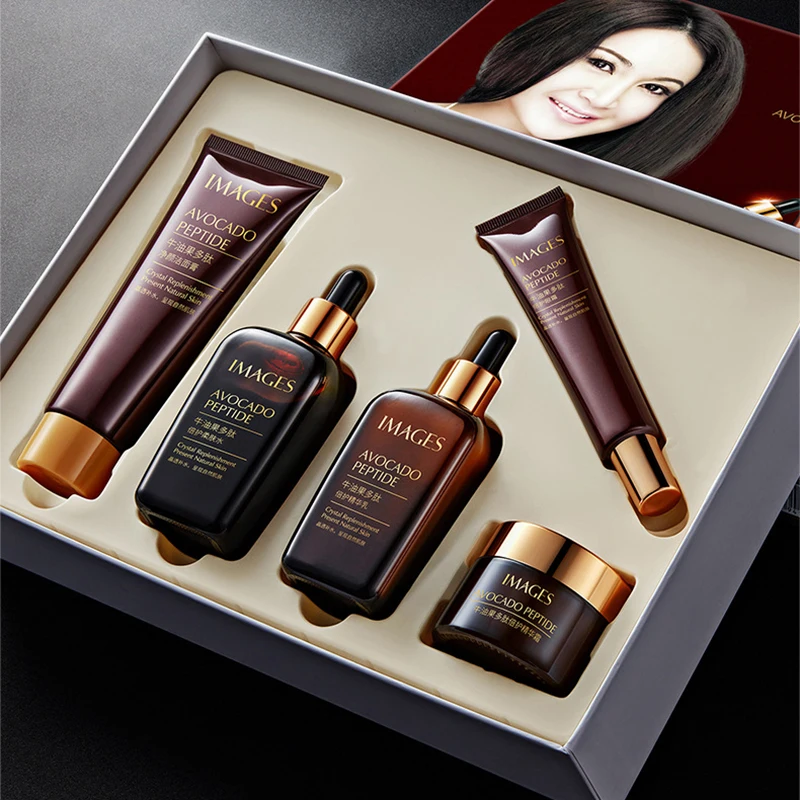 

5pcs/lot IMAGES Avocado Polypeptide Face Care Sets Facial Moisturizing Repairing Skin Brightening Skin Care Products Cosmetics