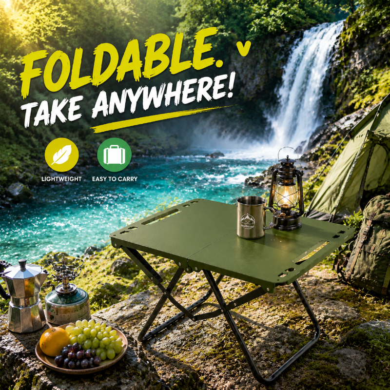 Hollow Hanging Edge Foldable Table, Compact Portable Style, Multifunctional Furniture for Beach Picnic Camping