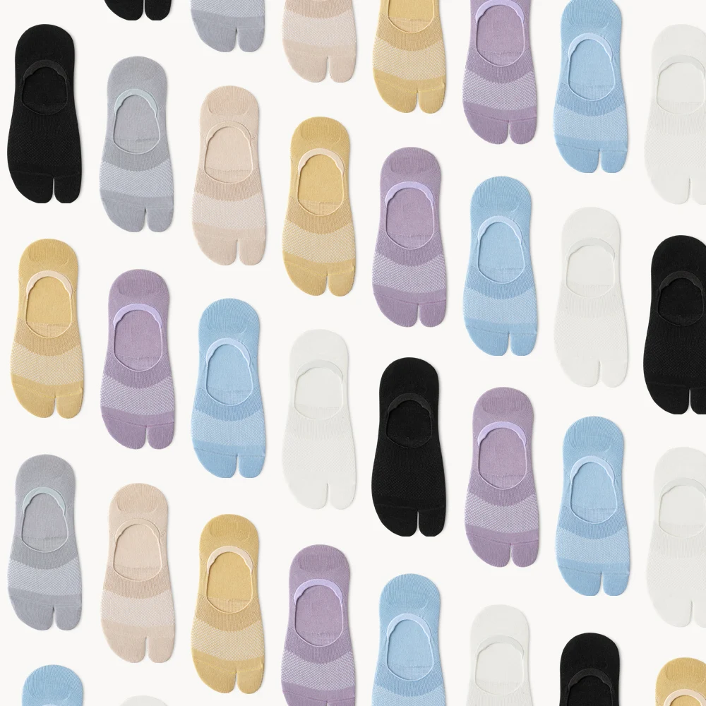 

Socks With Two Toes Breathable Casual Cotton Socks Mesh Socks For Men And Women's Cotton Summer Silicone Non-Slip Socks
