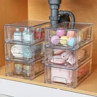 6 Pack Stackable Storage Drawers,Clear Acrylic Drawer Organizers with Handles, Easily Assemble Containers for Fridge 2