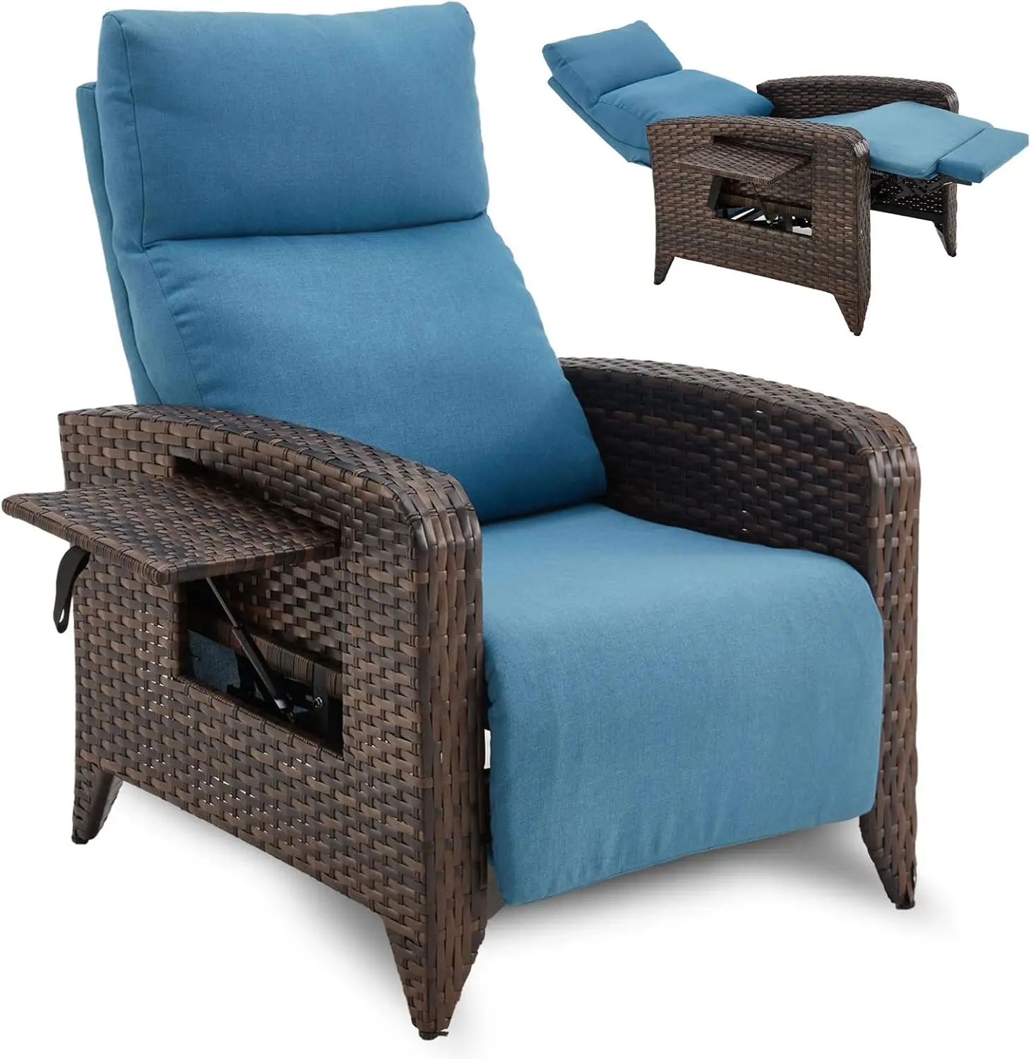 Outdoor wicker recliner chair image 1