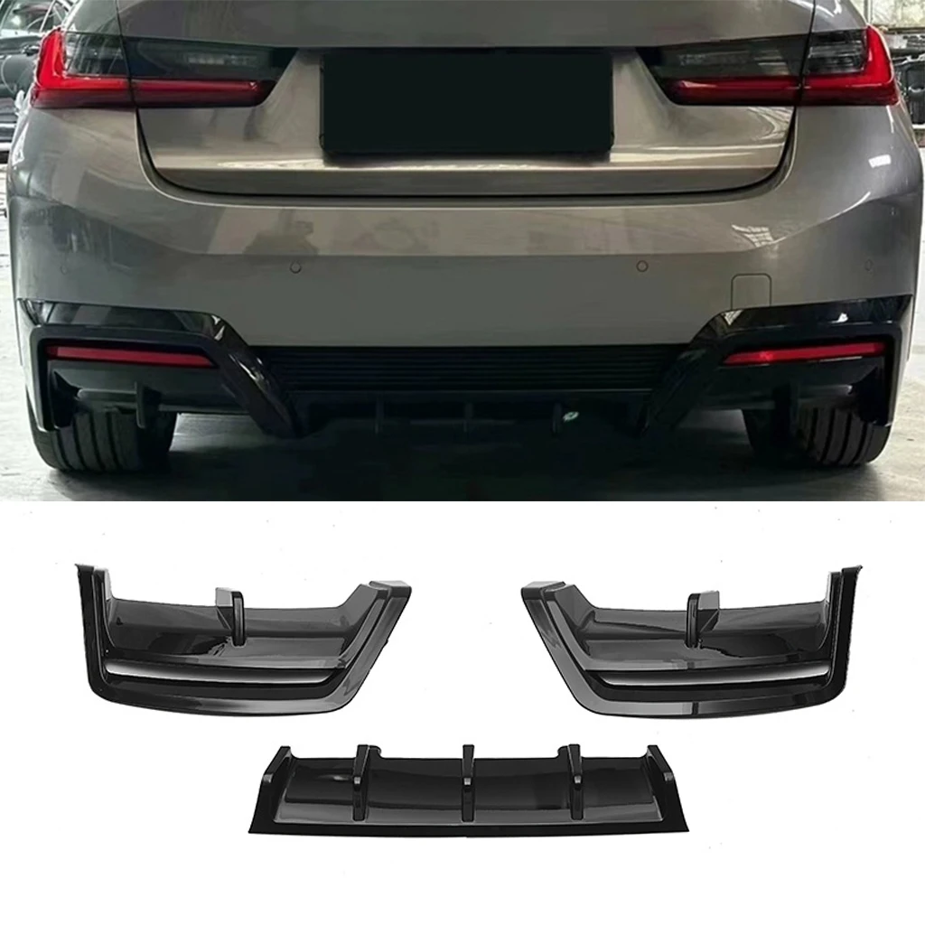 

Glossy Black Car Rear Bumper Diffuser Rear Side Splitters Spoiler Lip Rear Bumper Protector For BMW i3 2022 2023 Car Accessories