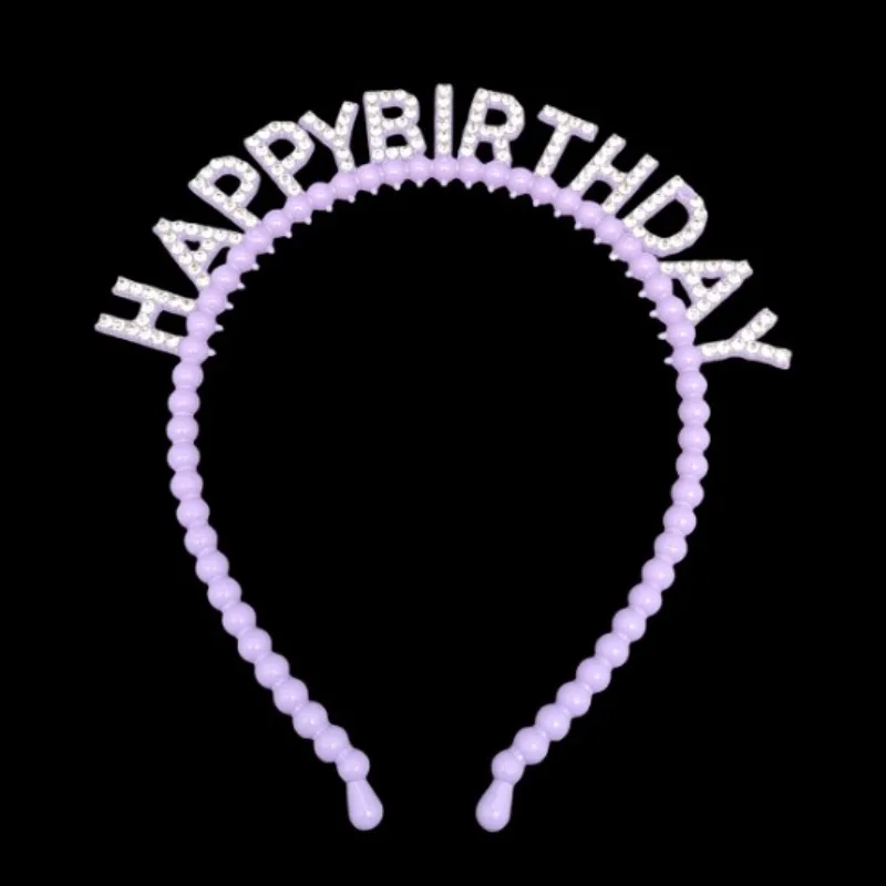 해피 브라이스데이 헤드 밴드 풀 진주 영어 문자 머리띠 어린이 생일 파티 보석 선물 소녀를위한 헤어 액세서리