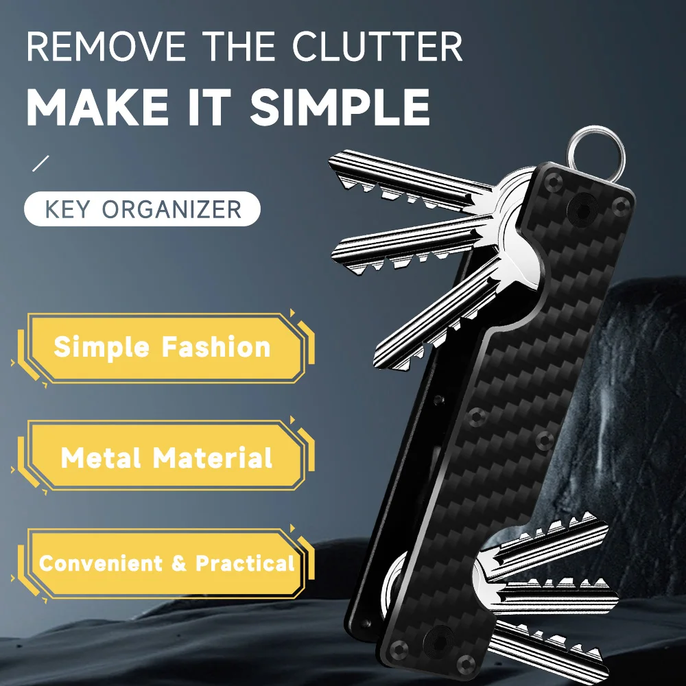 Compact Key Organizer Key Chain Key Case Minimalist Pocket-Sized Car Key Holder for Keyring Keychain Loop Piece