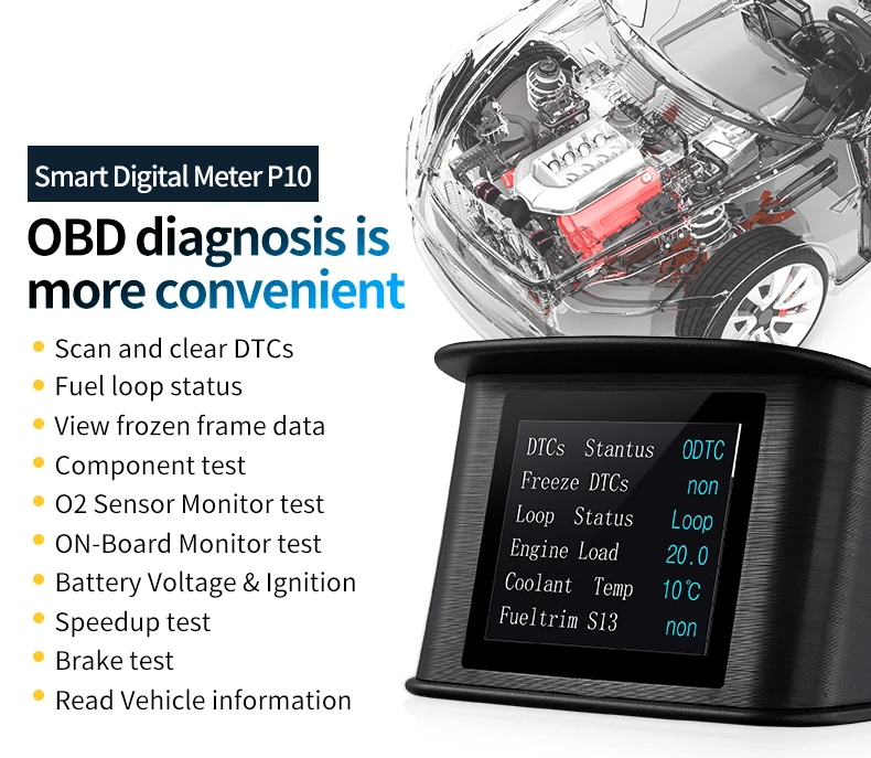 OBD HUD P10 Car OBD2 Head Up Display HUD On Board Computer Digital 5