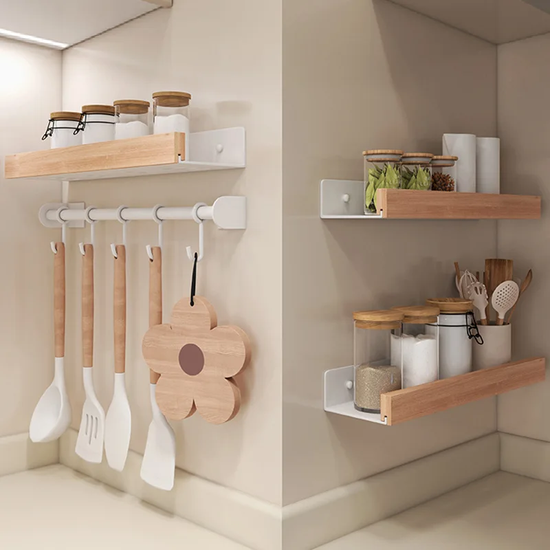 

White Solid Wood Bathroom Shelf Corner Shelf Shower Shampoo Cosmetic Shelves Kitchen Storage Rack Bathroom Accessories