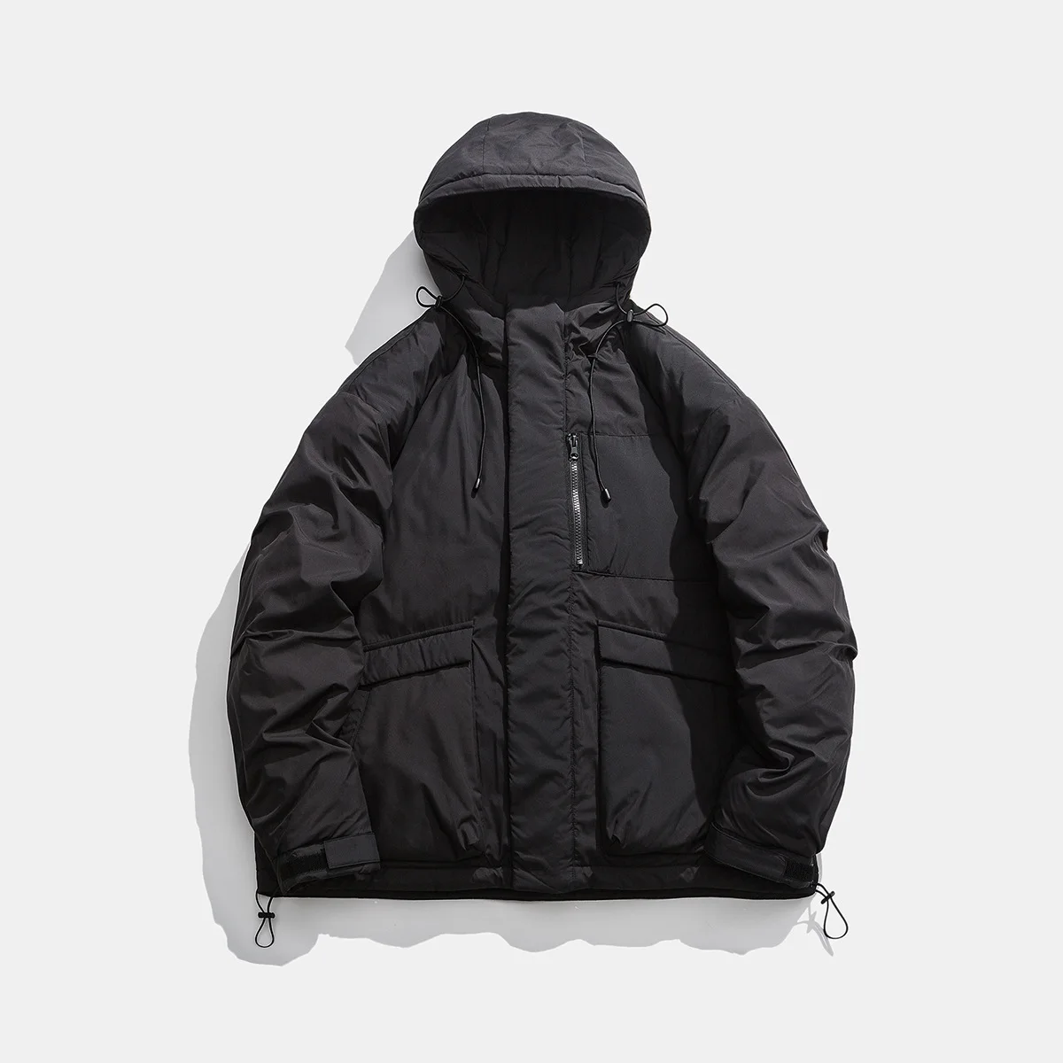 Vintage Winter Thick Warm Hooded Down Jacket Men's Outdoor Functional Wind Multi Pocket Work Jacket