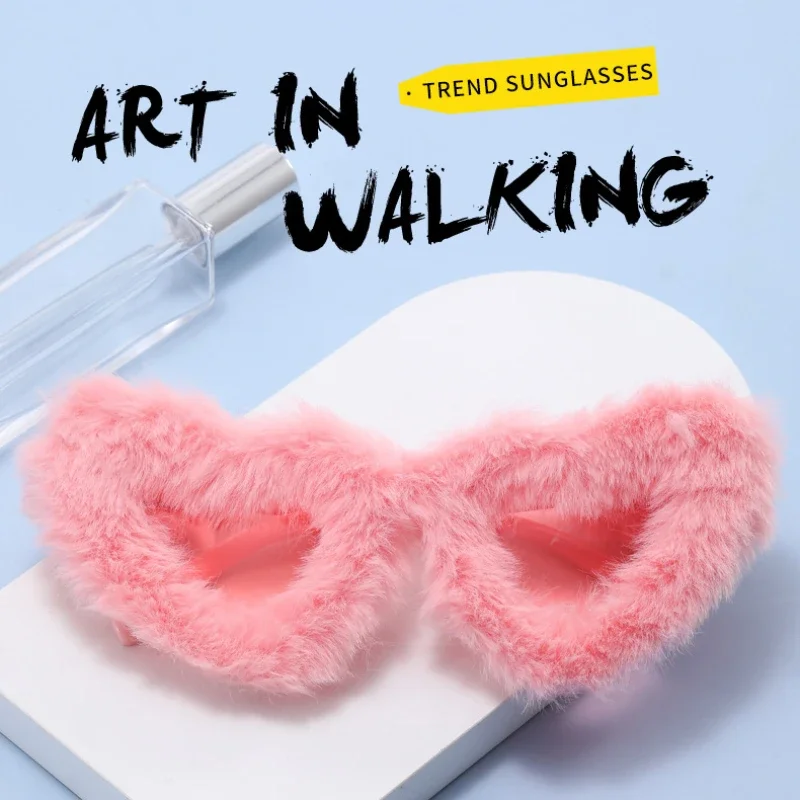 

Plush Love Sunglasses Europe and The United States Retro Pure Desire New Sun Glasses Female Funny Heart-shaped Sunglasses