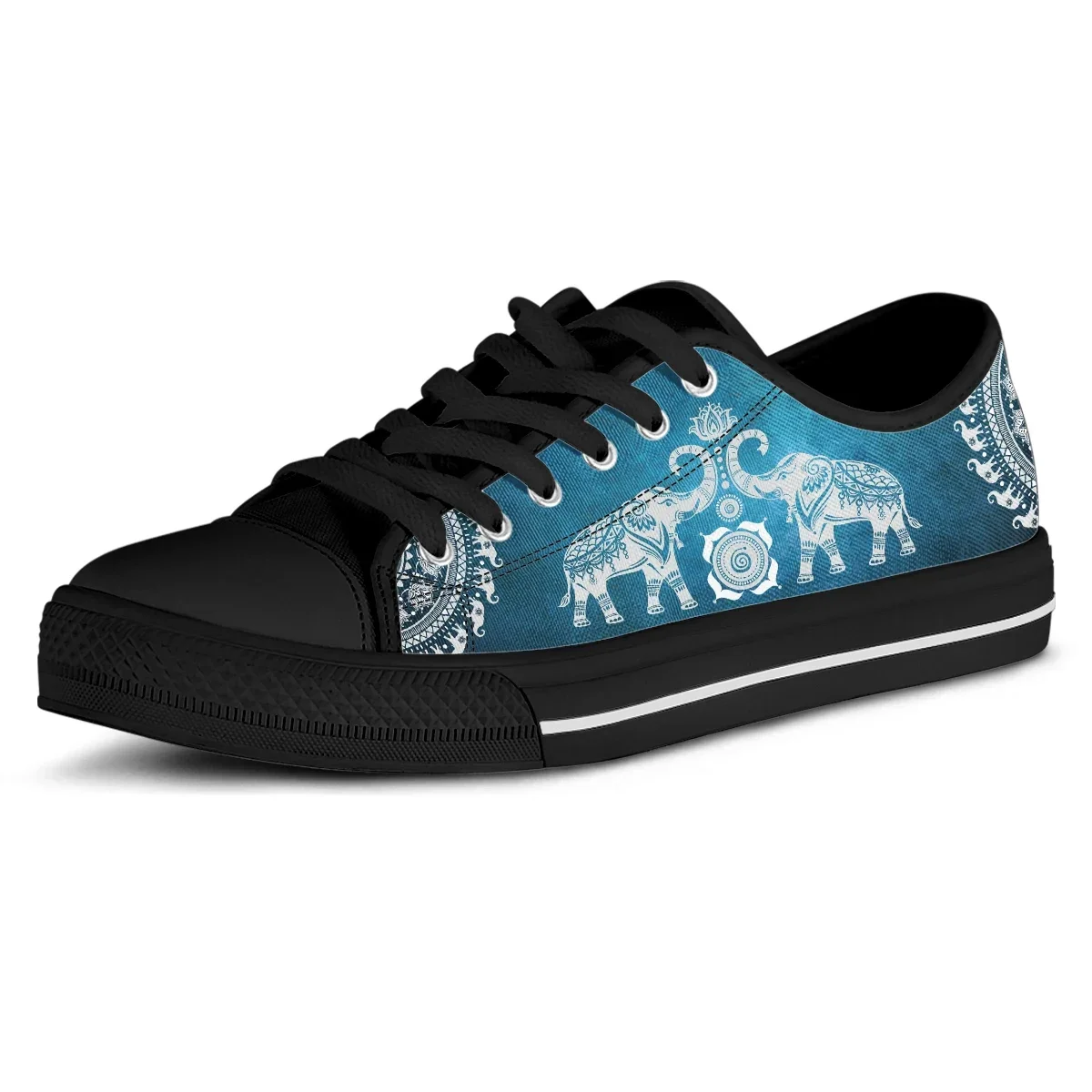 New Elephant Print Female Shoes Designer Wear-Resistant Casual Canvas Sneakers Fashion Trend Outdoor Print Low -Top Flats
