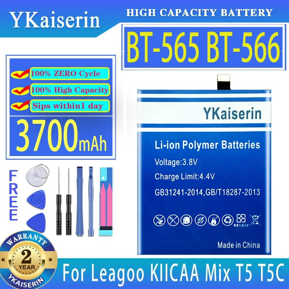 

YKaiserin Battery BT-565 BT-566 BT565 BT566 3700mAh For Leagoo KIICAA Mix T5 T5C Bateria