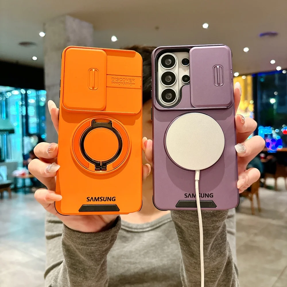 Magnetic Stand Holder Case with Slide Camera Protection - Armor Shockproof Cover