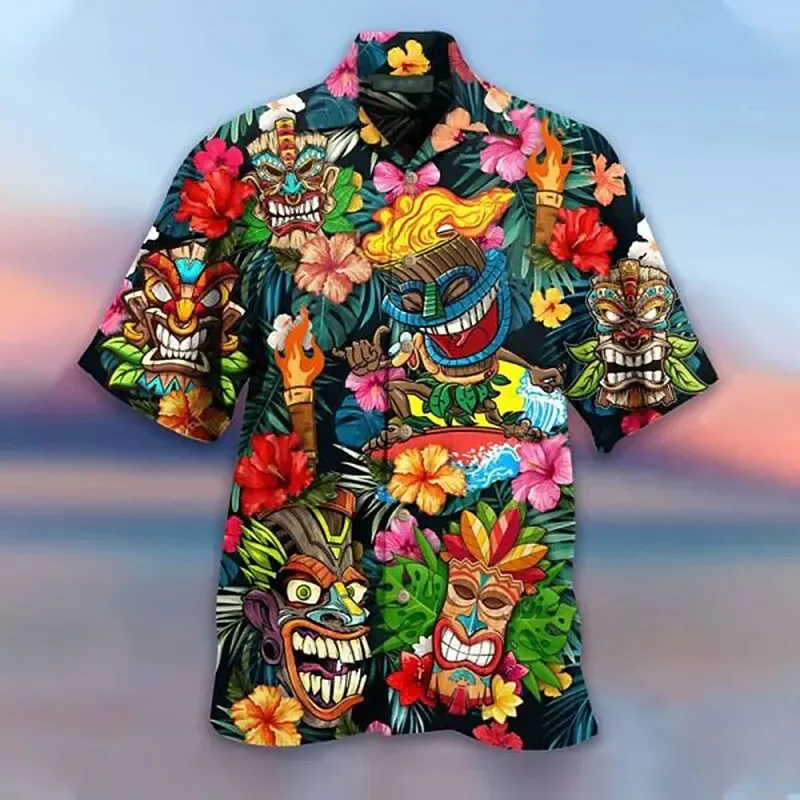 

2023 летние свободные Дышащие Модные крутые Гавайские рубашки с 3d принтом, пляжные женские топы, летние мужские рубашки с коротким рукавом 6XL