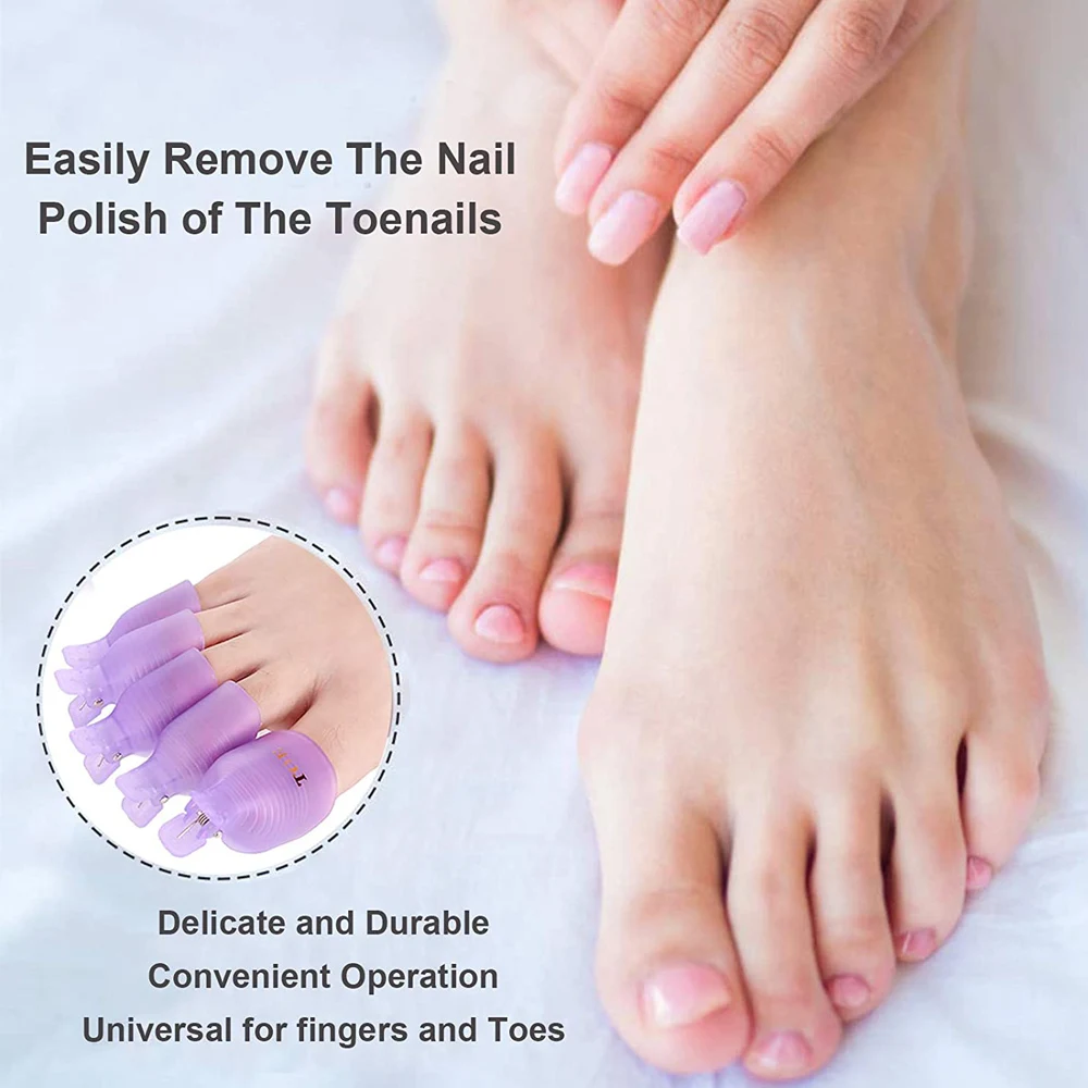 5Pcs Plastic Nail Art Soak Off Cap Clips UV Gel Polish Remover Wrap Colorful Manicure Easy-Off Clip Feet Care Pedicure Tools